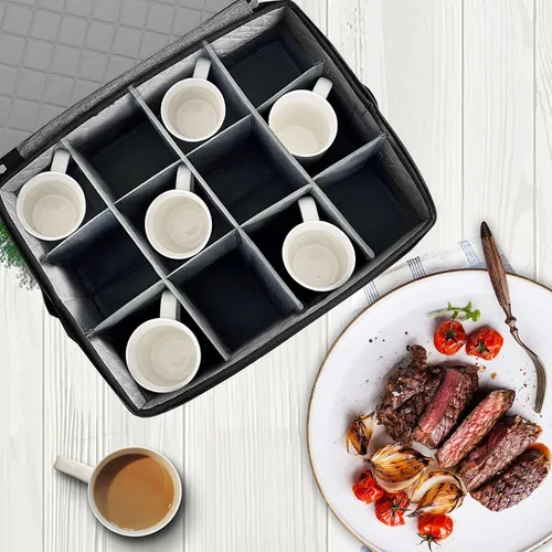 Vista 4 de Contenedores de almacenamiento de China-Contenedores de almacenamiento de platos acolchados y almacenamiento de tazas, organizador de almacenamiento