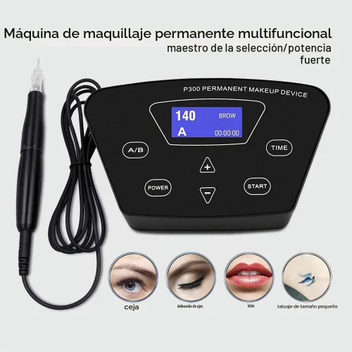 Vista 2 de Kit de máquina de tatuaje de maquillaje permanente-BIOAMSER P300 Kit de maquillaje permanente con pedal de pie, control táctil, fuente
