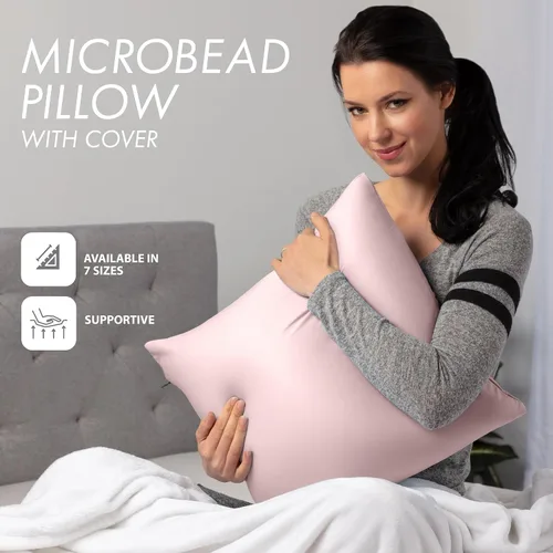 Vista 3 de PILLOWY Almohada Decorativa de 12" x 20" - Crema Durazno: 1 PIEZA Almohada de Microperlas Premium de Lujo con Tela de Nylon/Spandex 85/15. Siempre