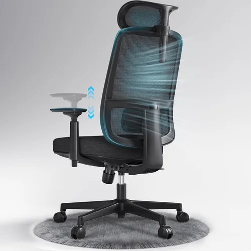 Vista 11 de ErgoSift Silla de oficina M1 ergonómica, sillas de escritorio de oficina de malla para el hogar con soporte lumbar ajustable, cómoda silla