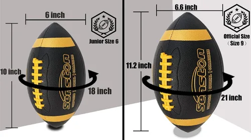 Vista 2 de Senston Fútbol Tamaño 9/6 – Premium Composite Cuero Escuela Secundaria/Niños/Jóvenes Fútbol con Bomba Tamaño Pelota de Pie con Bomba