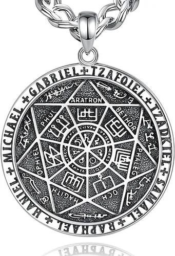 Vista 165 de CELESTIA Medallas de plata de ley 925 San Miguel/San Cristóbal/San Benito/San Gabriel/Virgen María/Jesús/Caravaca/Metatrón/Sello de los Siete