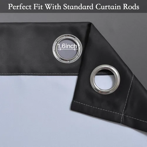 Vista 4 de SimpleHome Cortinas degradadas degradadas para oscurecer la habitación de 36 pulgadas de largo para dormitorio, con ojales y bloqueo de luz Negro