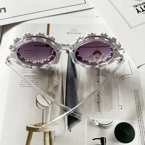 Vista 6 de Gafas de sol redondas de flores para niña, con forma de flor, protección UV 400, gafas de sol para regalar al aire libre