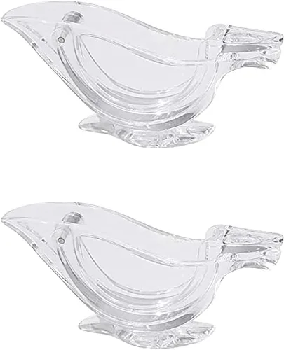 Vista 8 de Exprimidor manual de limón, portátil, transparente, elegante, acrílico, clips de presión de mano, con forma de pájaro, exprimidor de frutas