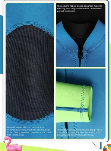 Vista 7 de Hevto Traje de neopreno para niños y niñas, jóvenes, 3/2 mm, trajes completos de neopreno para aguas frías, para natación, surf, buceo
