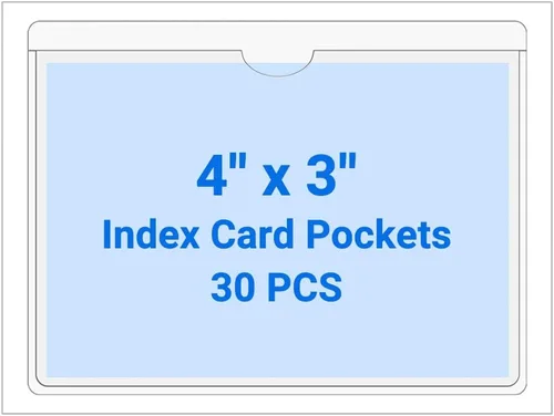 Vista 139 de 30 PCS Clear Self Adhesive Plastic Label Pockets, Top Loading Business & Library Index Card Holders, Peel and Stick Sleeves for Storage Bins, Totes