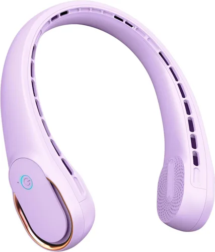 Vista 15 de FrSara Ventilador de cuello portátil sin aspas, 5200 mAh, 3 velocidades, viento envolvente de 360°, ultra silencioso, recargable por USB, ventilador