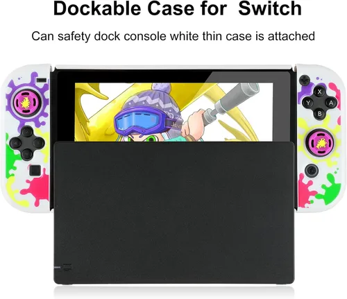 Vista 3 de Funda protectora acoplable compatible con interruptor, carcasa rígida para controladores Switch y Joy-Con con 4 agarres para el pulgar, para funda