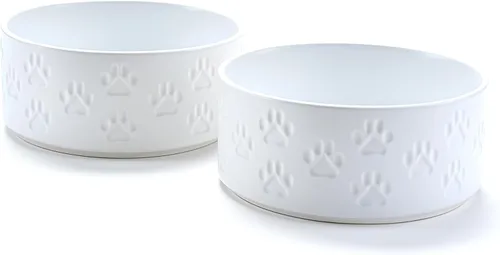 Vista 54 de SPUNKYJUNKY Cuencos elevados de cerámica para perros, 5.1 pulgadas, para comida de perros y gatos, cuencos elevados con soporte de bambú Verde oscuro