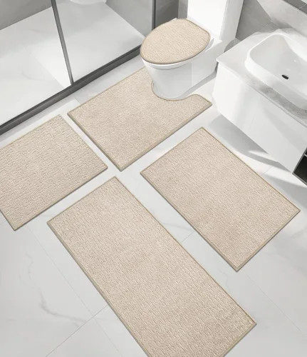 Vista 49 de Chakme Juego de 2 alfombras de baño ultrafinas, absorbentes, antideslizantes, lavables a máquina, color negro, 17 x 24 pulgadas / 17 x 30 pulgadas