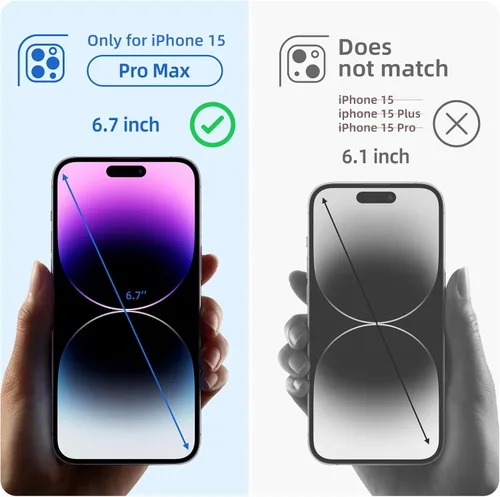 Vista 2 de pcgaga Funda de silicona para iPhone 15 Pro Max con protector de pantalla [soporte de anillo] [correa de muñeca] [forro de microfibra] funda Negro