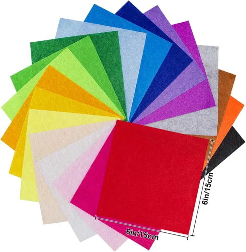 Vista 4 de Hojas de tela de fieltro de 6 x 6 pulgadas para manualidades, 0.039 in de grosor, papel de fieltro de colores surtidos para manualidades de costura
