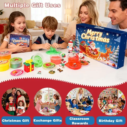 Vista 2 de Kit de slime de Navidad – Slime de Navidad antiadherente, suave, elástico, regalos de fiesta de slime para niños, perfecto para rellenos