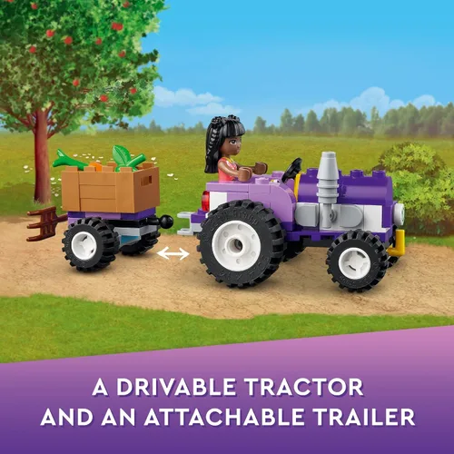 Vista 5 de LEGO Friends 41721 - Juego de casa de granja orgánica con caballo de juguete, estable, tractor y remolque, más figuras de animales, para niños
