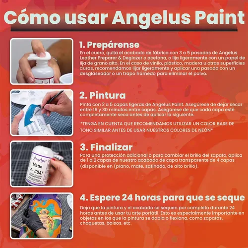 Vista 9 de Angelus Pintura acrílica para cuero, kit más vendido, pintura flexible para zapatos, tenis, cuero, lienzo, muebles y más, 12