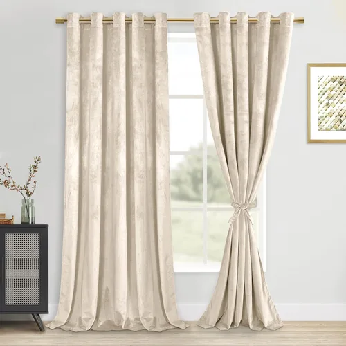 Vista 43 de DWCN - Juego de 2 paneles de cortina de terciopelo con ojales negros, tratamiento de ventanas con aislamiento térmico, apilables, decoración moderna