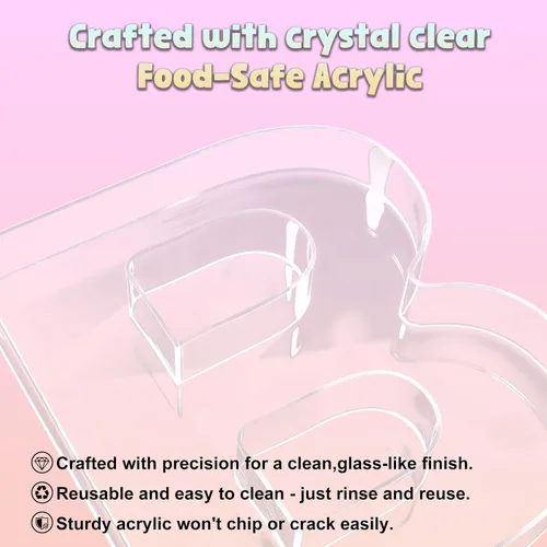 Vista 6 de Bandeja de 11" de Acrílico con Letras y Números – Bandeja Reutilizable y Rellenable para Aperitivos de Charcutería, Caja de Servir Postres