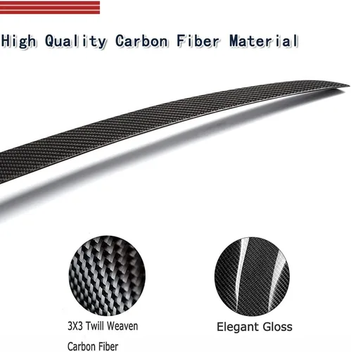 Vista 4 de Alerón de maletero de fibra de carbono real compatible con Audi A6 S6 (C7) Sedan 2012-2018 (estilo B)