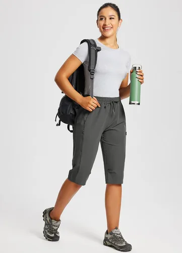 Vista 6 de BALEAF Pantalones cortos de 15 pulgadas de largo para mujer, pantalones cortos capri por debajo de la rodilla, ligeros, de secado rápido, cintura