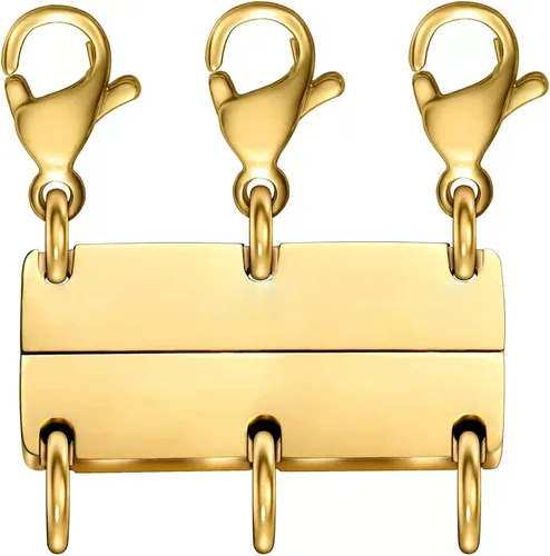 Vista 13 de Cierre magnético para collar en capas, separador de oro y plata de 18 quilates para collares apilables