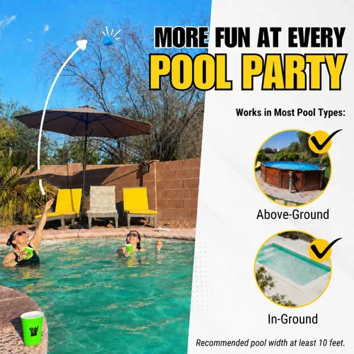 Vista 4 de Competitive Pool Game for Adults, 2–4 Players, Oversized Floating Dice Set with Cups & 20ft Pool Divider No Divider