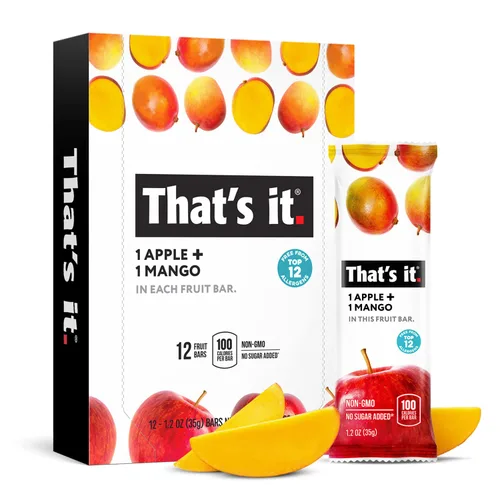 Vista 6 de That's it - Barra de fruta real 100% natural de manzana + plátano, el mejor aperitivo vegano con alto contenido de fibra, sin gluten, paleo