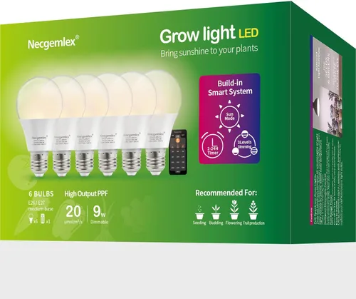 Vista 8 de Bombillas inteligentes de crecimiento para plantas de interior, temporizador programable y atenuación Full Spectrum Plant Grow Bulbs, Dimmable