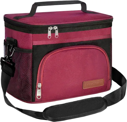 Vista 10 de ExtraCharm Lonchera aislada para mujeres/hombres, reutilizable, para la oficina, pícnic, senderismo, playa, hielera hermética con organizador