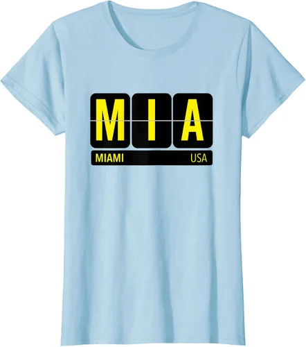 Vista 5 de MIA Miami Florida USA Travel Souvenir Yellow Text Camiseta, Blanco