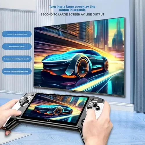Vista 3 de X9 - Consola de juegos de mano retro, pantalla HD IPS portátil de 5.5 pulgadas, más de 3000 juegos incorporados, más de 10 emuladores externos, 1
