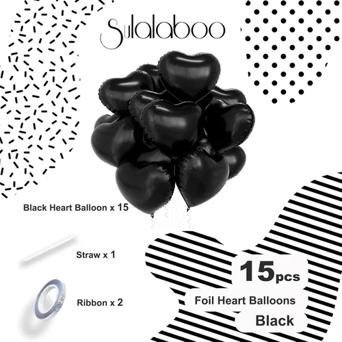 Vista 6 de 15 globos de papel de aluminio en forma de corazón negro de 18 pulgadas para el día de San Valentín, día de la madre, compromiso, aniversario