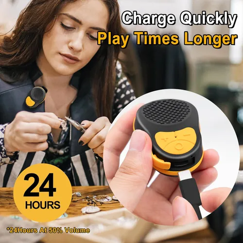 Vista 4 de Altavoz Bluetooth Portátil Clip On, Pequeño Altavoz Portátil, Mini Altavoz Bluetooth Impermeable con Micrófono para Ejercicios de Carrera hasta 24H