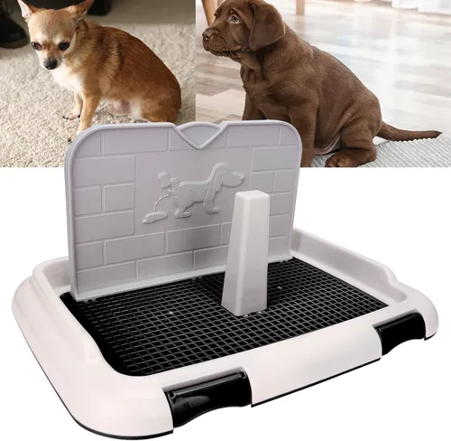 Vista 5 de Bandeja para orinal para perros para interiores, soporte para almohadilla de caniche en miniatura, orinal de plástico antideslizante para perros