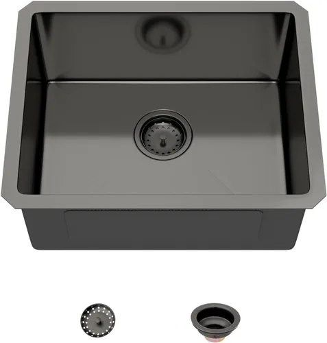 Vista 23 de Mocoloo Fregadero de barra bajo encimera de 13 pulgadas color negro plomizo – Fregadero de cocina pequeño de acero inoxidable T304 de 13 x 15
