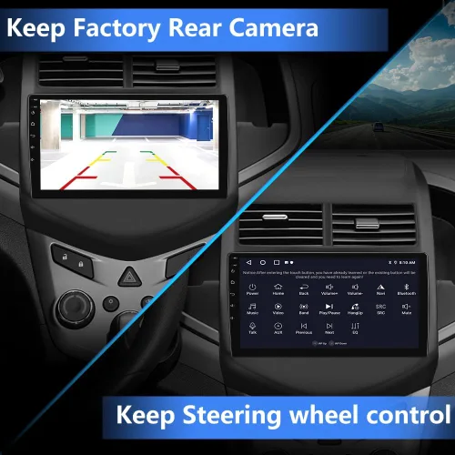 Vista 4 de Estéreo de coche Android 13 para Chevy Aveo Sonic 2011-2015, pantalla táctil de 9 pulgadas, radio de coche con CarPlay inalámbrico Android Auto