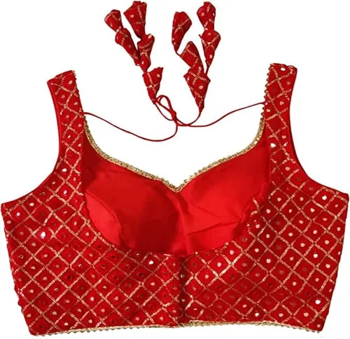 Vista 5 de Ropa de fiesta para mujer Bollywood Pure Georgette Readymade Style Sari Blusa Crop Top Choli