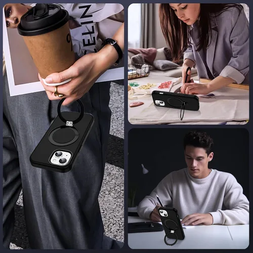 Vista 6 de Funda compatible con iPhone 13 y 14 de 6.1 pulgadas con soporte de anillo magnético [protección militar contra caídas] [compatible con Mag-Safe]