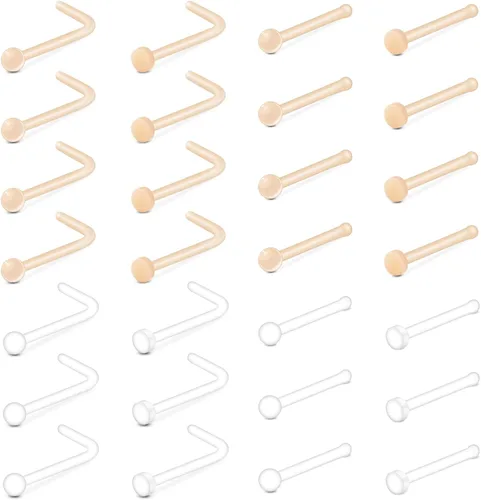 Vista 8 de MODRSA 18g 20g Nude Clear Nose Studs for Work Clear Piercing Retainers for Surgery Plastic Septum Retainer 16g Labret Lip Studs Plastic Cartilage