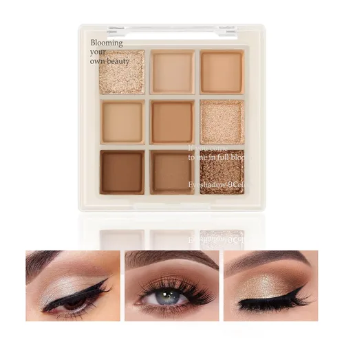 Vista 22 de Boobeen Paleta de sombras de ojos nude – maquillaje mate y brillante, polvo cremoso altamente pigmentado para sombra de ojos, crea un aspecto