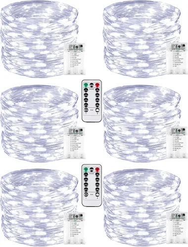 Vista 34 de Serie de luces LED RGB parpadeantes que cambian de color, funciona con pilas, para decoración de interiores y exteriores, con temporizador y control