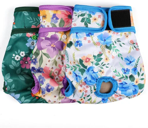 Vista 28 de Pañales para perras hembra, pañales reutilizables para perritos en celo, altamente absorbentes para la incontinencia de mascotas, con broches