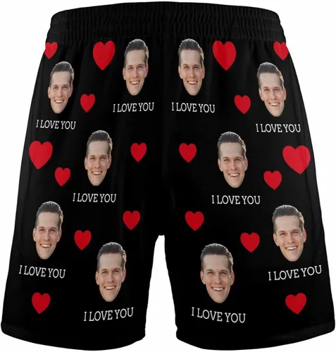Vista 4 de Pantalones de pijama personalizados para la cara, pantalones cortos de pijama personalizados con fotos para dormir, regalos para hombres