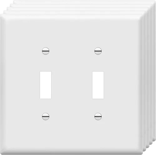 Vista 24 de ENERLITES Placa de Interruptor de Pared Doble, Placa de Interruptor de Palanca, 2-Gang Tamaño Mediano 4.88" x 4.92", Policarbonato Termoplástico