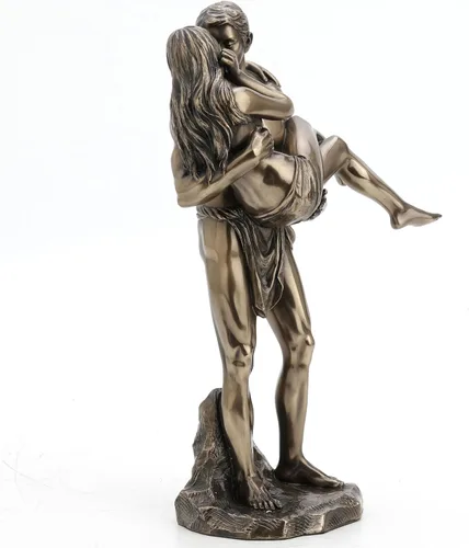 Vista 2 de Veronese Design 11 3/8 pulgadas los amantes nupcial llevan la escultura desnuda artística del final del bronce antiguo de la resina del molde en frío