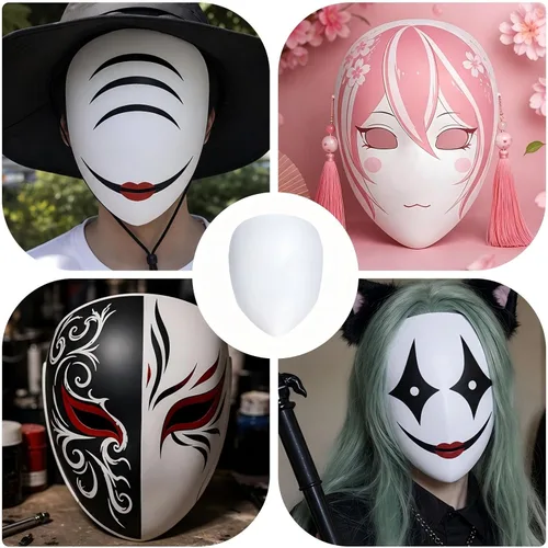 Vista 7 de 5 Packs Cosplay Mask, DIY White Mask for Halloween Cosplay