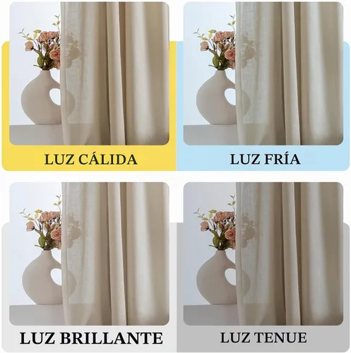 Vista 4 de H.VERSAILTEX Cortinas de lino con lazos de 63 pulgadas de largo, cortina de privacidad texturizada de lino natural, múltiples formas de colgar Angora