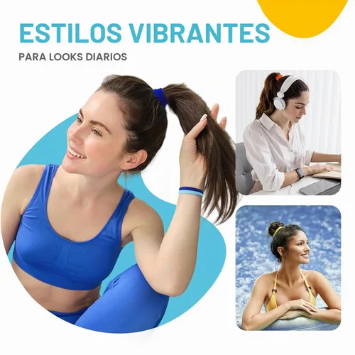 Vista 5 de Bandas pequeñas para el cabello sin costuras, liga para coleta que no daña de 4 cm (10 colores muilt)
