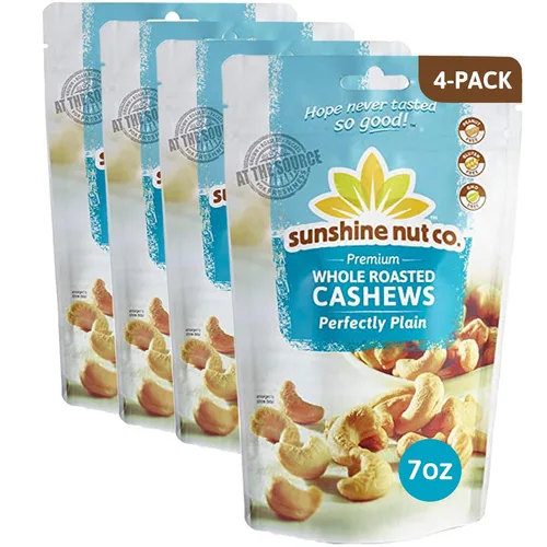 Vista 7 de Anacardos de Sunshine Nut Company 7 oz No Added Salt, Gluten Free, Peanut Free, Vegan, GMO Free, Snack Packs for Kids and Adults, Pantry Staple