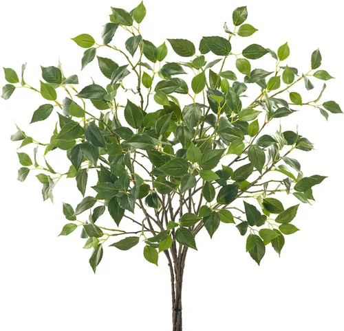 Vista 10 de Plantas artificiales vegetación, tallos de eucalipto, ramas para decoración del hogar, hojas de ficus rústicas sintéticas florales para mesa